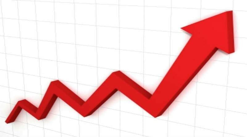 gráfico com vetor ascendente