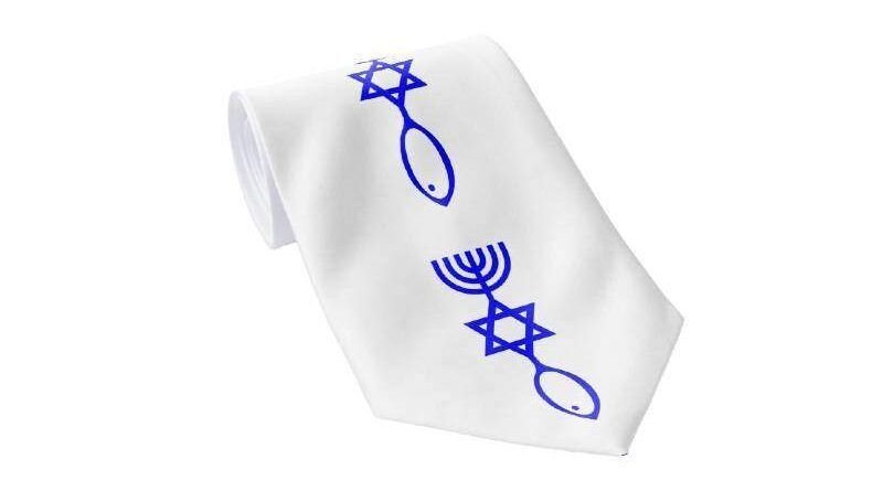 gravata com simbolos do judaimo messianico