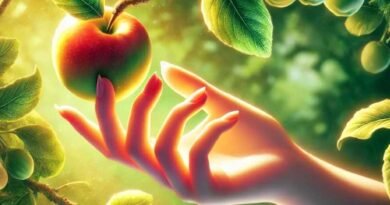 Romanos 5 – Como o Pecado Entrou no Mundo? Mão pegando um fruto